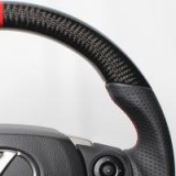 Real Steering Wheel Black Carbon & Red Leather/ Center Mark (Red x Black Euro Stitch)